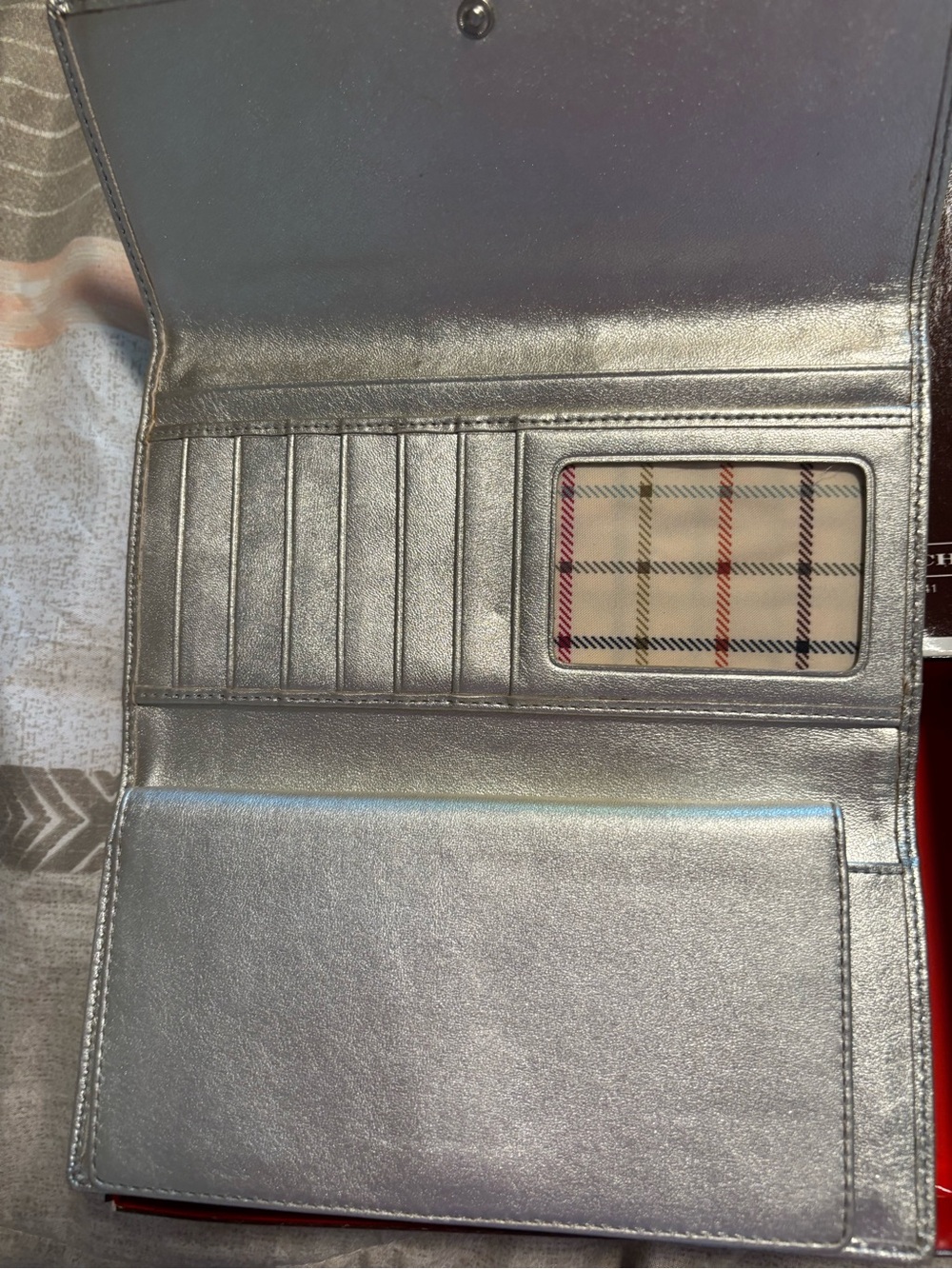 Coach Silver Metallic Logo Stripe Wallet - Picture 3 of 3